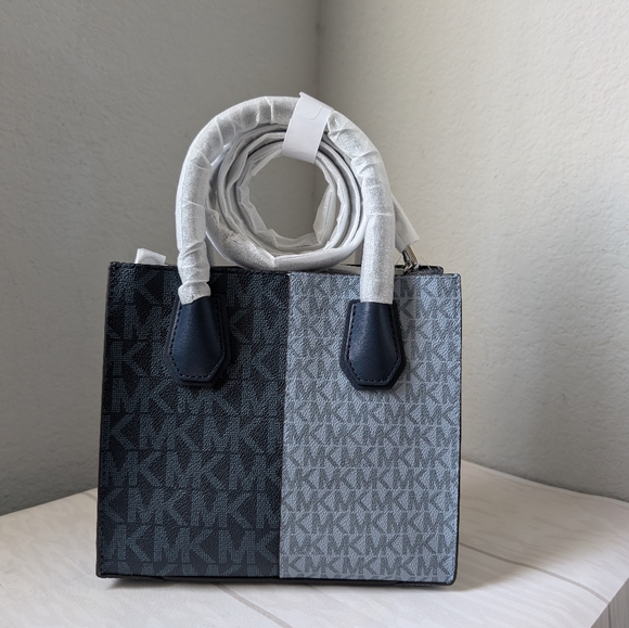 MICHAEL KORS MERCER MEDIUM SATCHEL SHOULDER MESSENGER BAG NAVY MULT COLORBLOCK - Picture 3 of 4